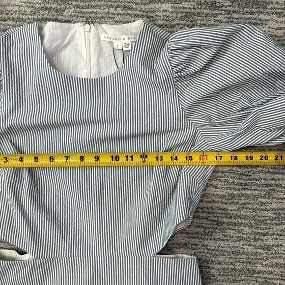 NWT Veronica Beard Iker Stripe Cotton-Blend Mini Dress Blue/White Size 6 - Picture 10 of 16
